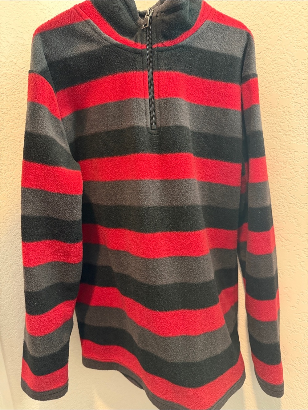 The Children's Place Red and Gray Striped Half-Zip Sweater